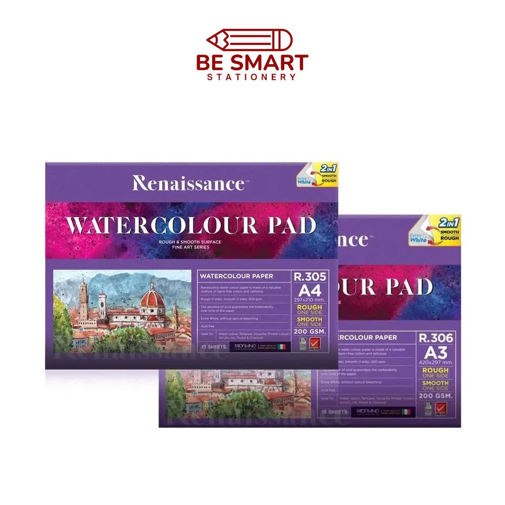 Renaissance เรนาซองซ์ A3 A4 กระดาษ 100 ปอนด์ 200g. สมุดวาดเขียน 15แผ่น ...