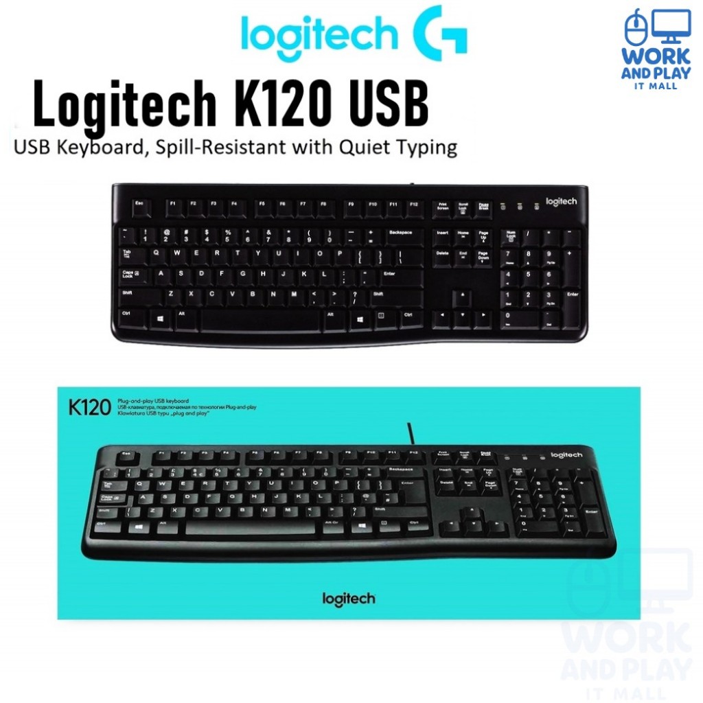 คีย์บอร์ด Logitech K120 USB Wired Keyboard (TH/EN) คีย์ไทย-อังกฤษ รับ ...