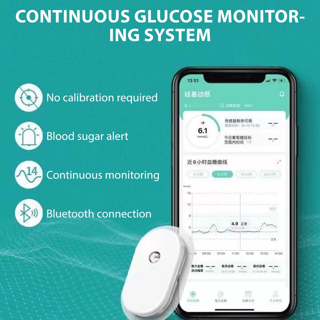 Continuous Glucose Monitor (CGM) - 14-Day Wearable Sensor with Real ...