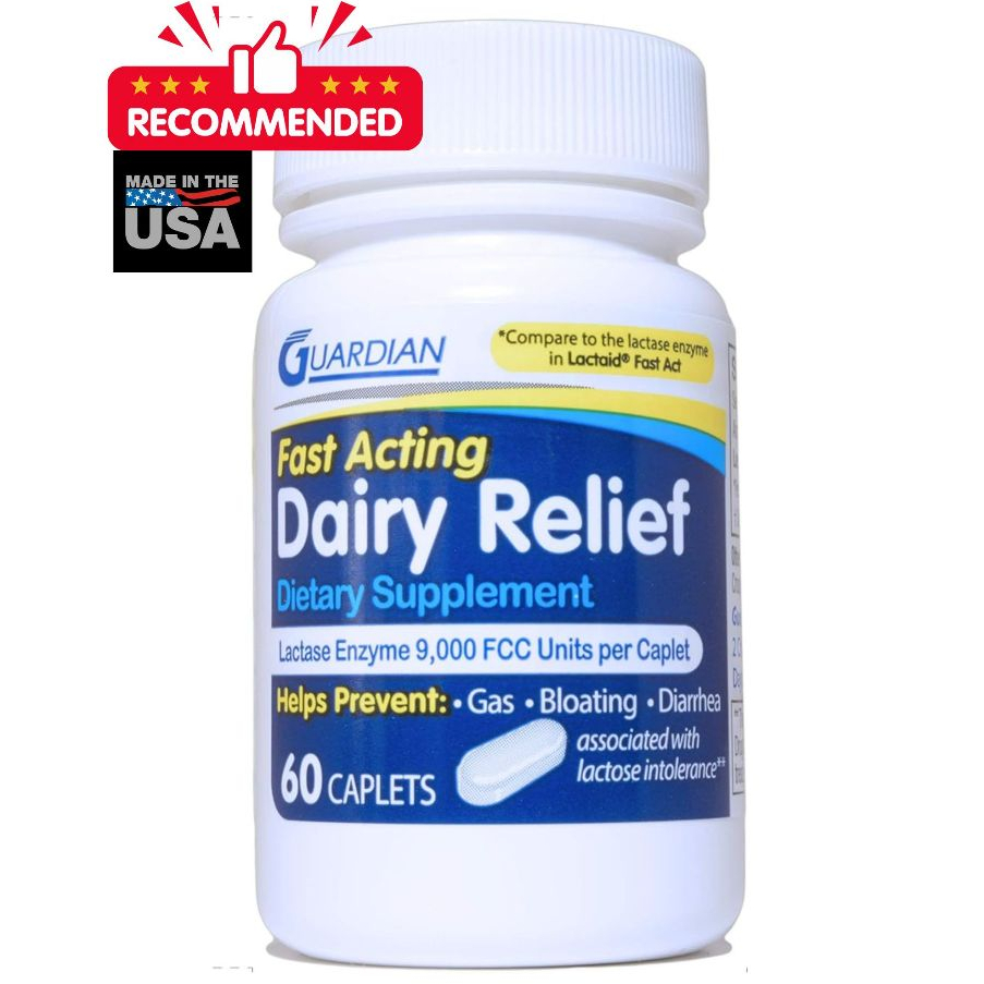 แลคเตส เอนไซม์ย่อยนม Guardian Dairy Relief Fast Acting Caplets, 9000 ...