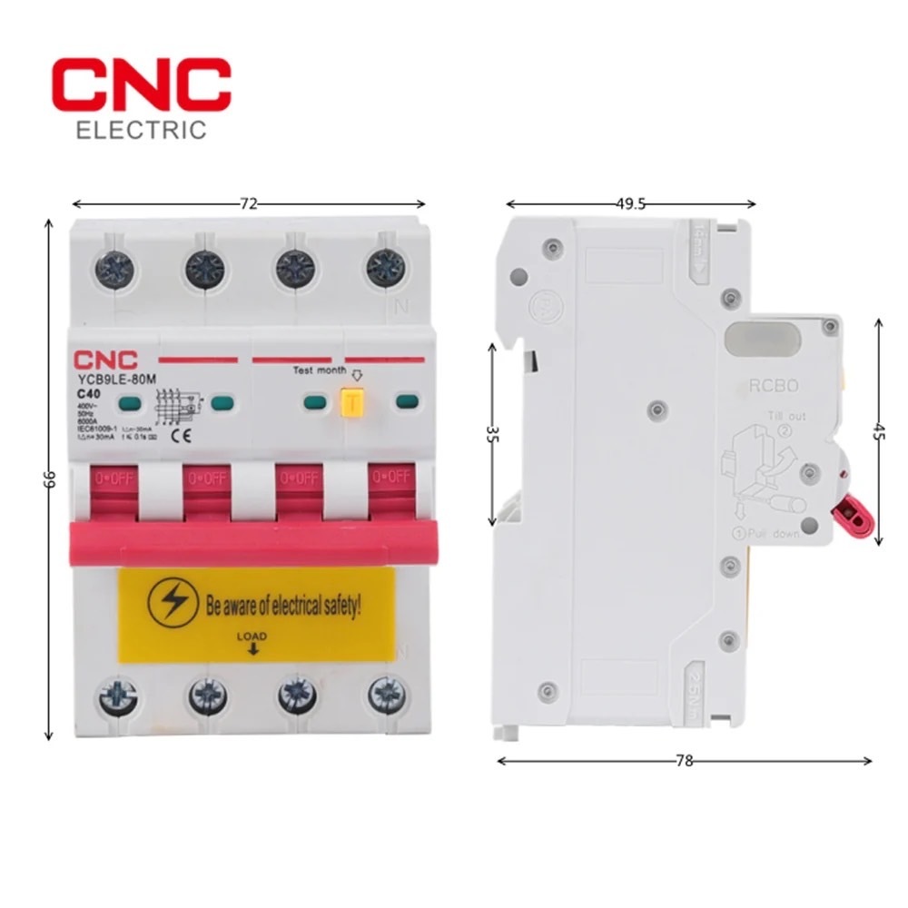 CNC RCBO 3 เฟส 4P (3P+N) RCBO 3 Phase 30 mA | Shopee Thailand