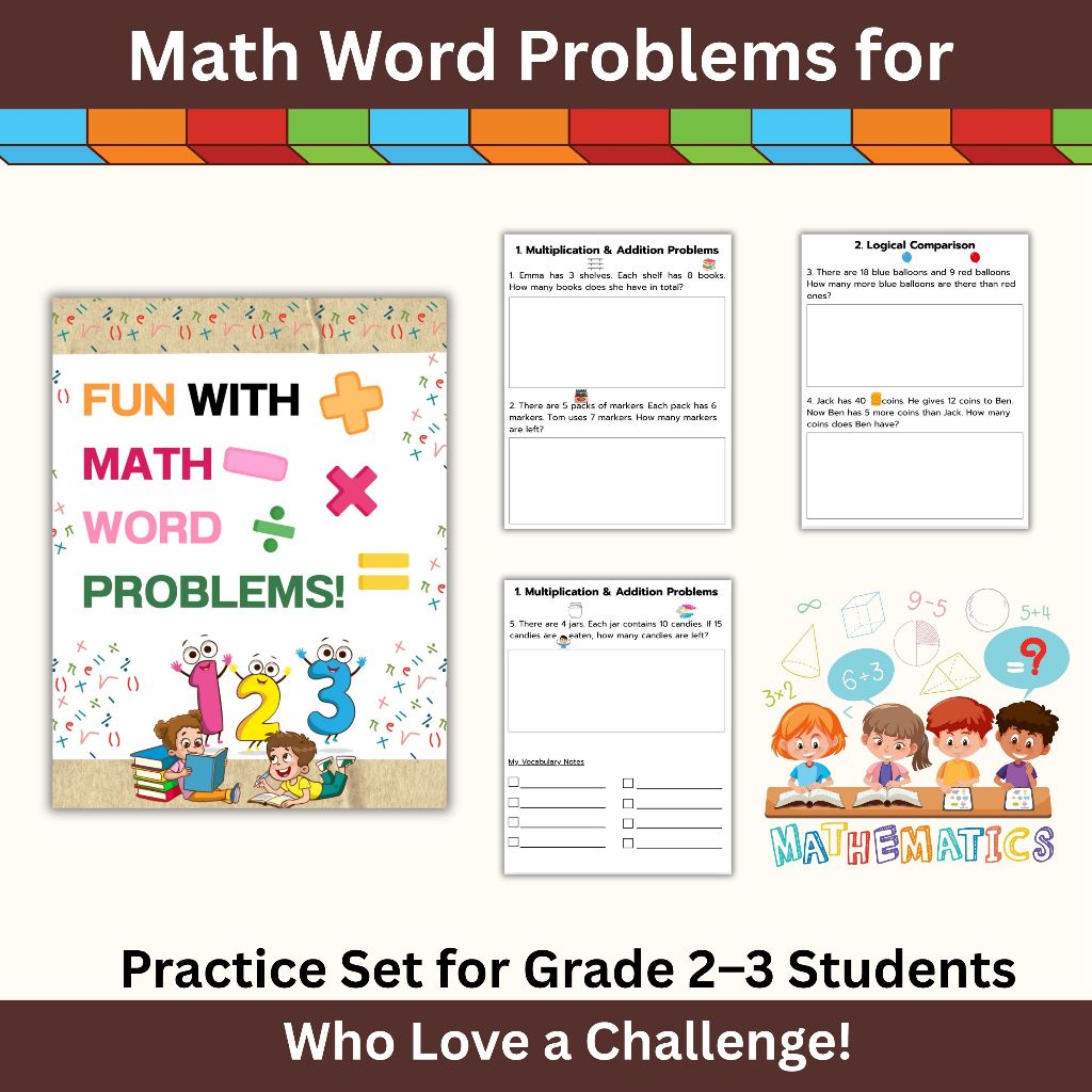 [worksheet+ PDF] Math แบบฝึกโจทย์ปัญหาคณิตศาสตร์ภาษาอังกฤษ ป.2–ป.3 ฝึก ...