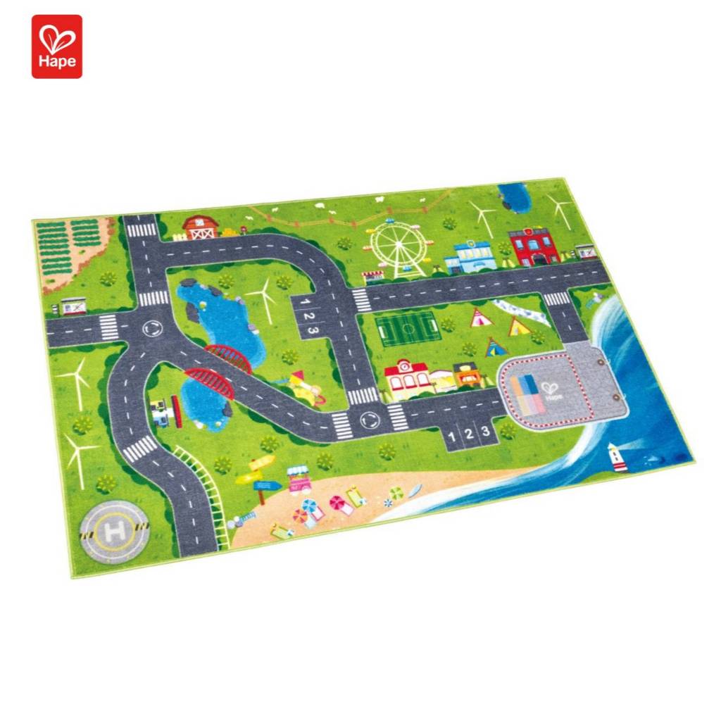 Hape - Railway Play Rug พรมรูปถนน พรมรูปแผนที่ ยาว - 130x95 cm - (3Y ...
