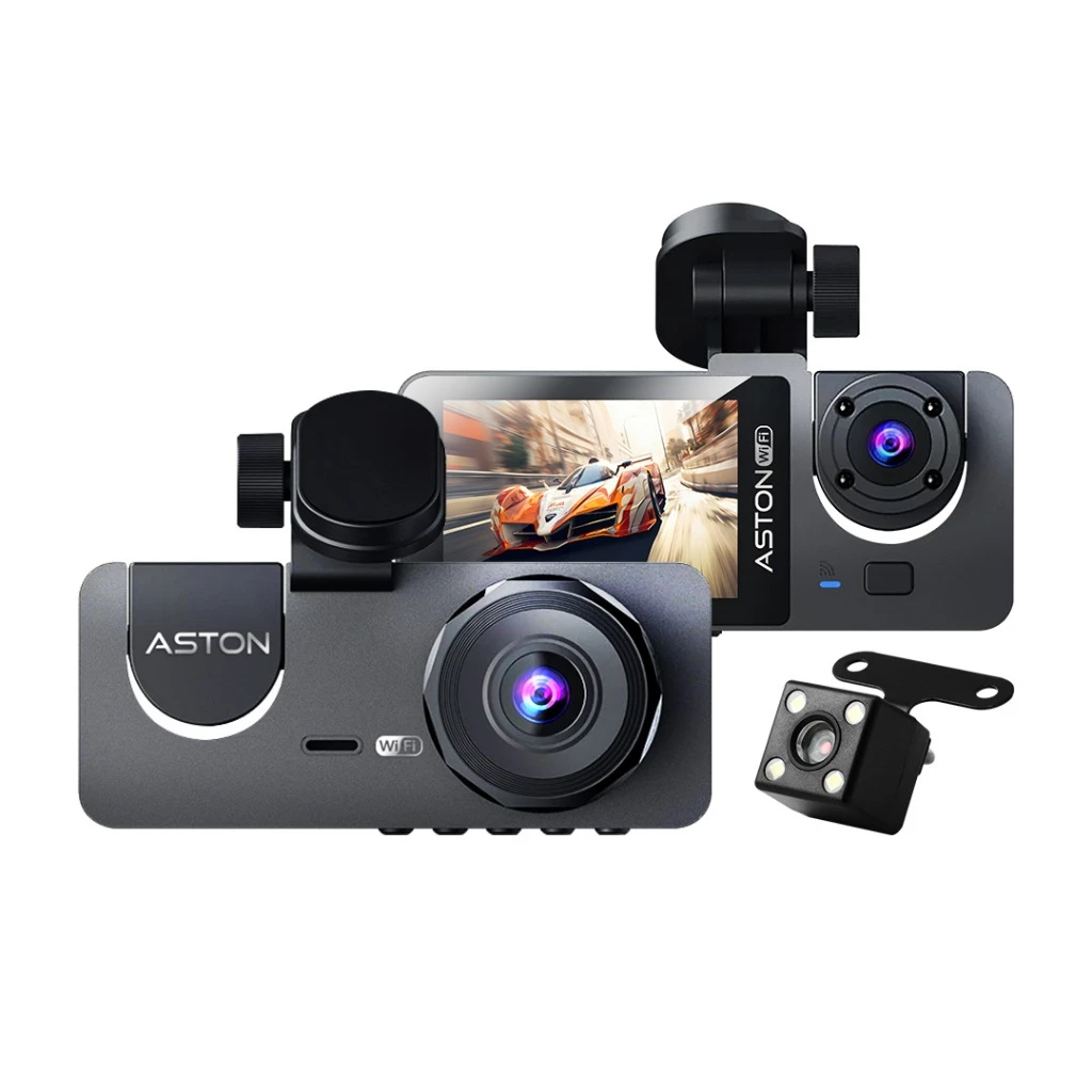 Aston Triple Wifi กล้องติดรถยนต์ 3 กล้อง กล้องรถจียอน FHD รองรับบันทึกขณะจอด 24 ชม บันทึกวนซ้ำ ประกัน 1ปี