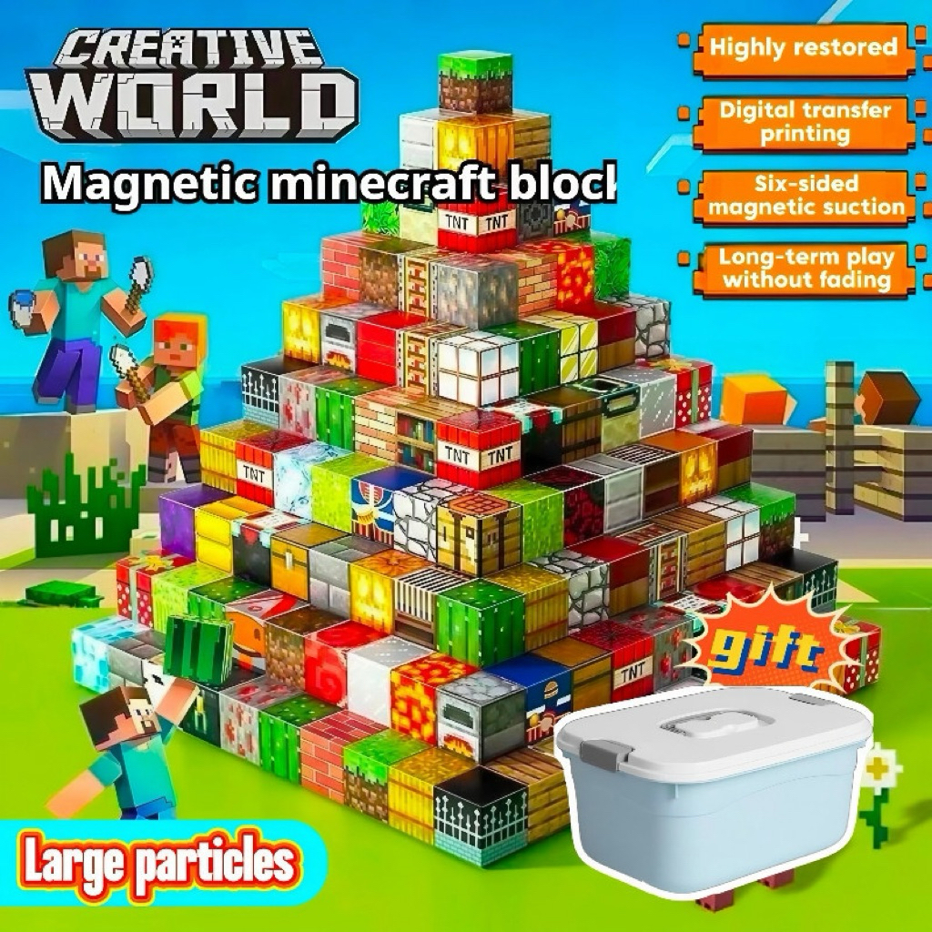 Minecraft บล็อกตัวต่อแม่เหล็ก มายคราฟ ใหม่ ของเล่นสร้าง ไอคิว แสนสนุก ...