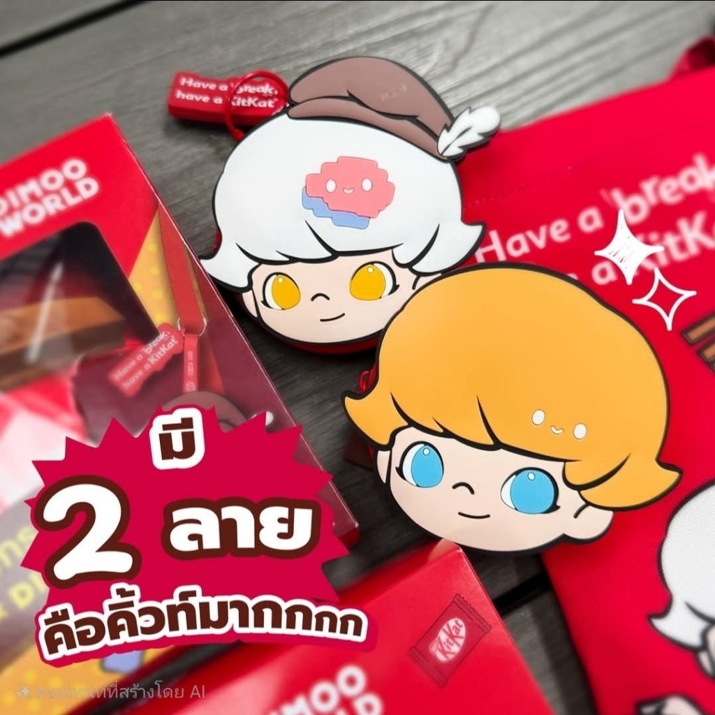 พร้อมส่ง KITKAT x Dimoo ขนมคิทแคท กระเป๋าผ้า กระเป๋าใส่เหรียญDIMOO ...