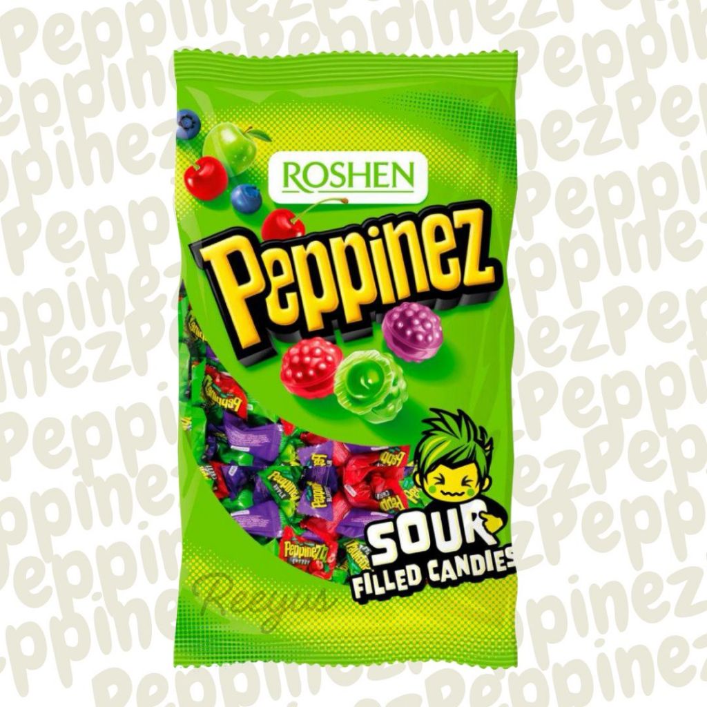 Roshen Peppinez Sour ลูกอมรสผลไม้รวม 3 ชนิด ขนาด 900 กรัม มี 189 ชิ้น ...