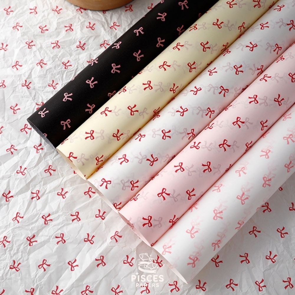 Ribbon Charm Wrapping Paper กระดาษห่อของขวัญ ลายโบว์ เนื้อบาง กระดาษห่อ ...