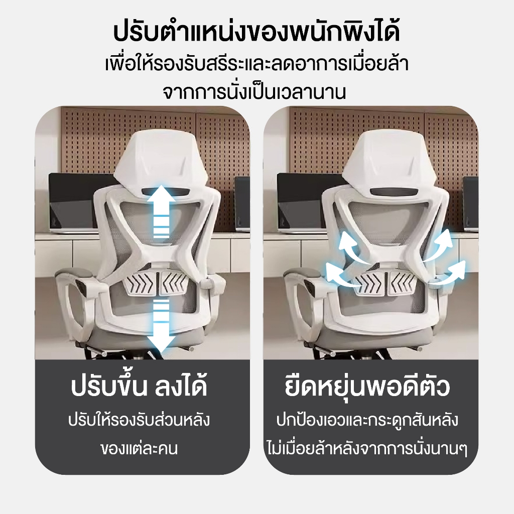 Elife เก้าอี้ทำงานเพื่อสุขภาพ Ergonomic Chair ปรับเอนได้ 150 องศา ออกแบบตามสรีระ ลดอาการปวดเมื่อย เหมาะสำหรับทำงานและเล่นเกม
