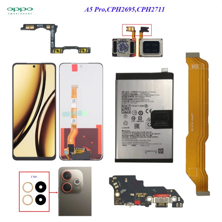 อะไหล่มือถือ Oppo A5 Pro 5G,CPH2695,CPH2711/สายแพร/กระจกเลนส์กล้อง ...
