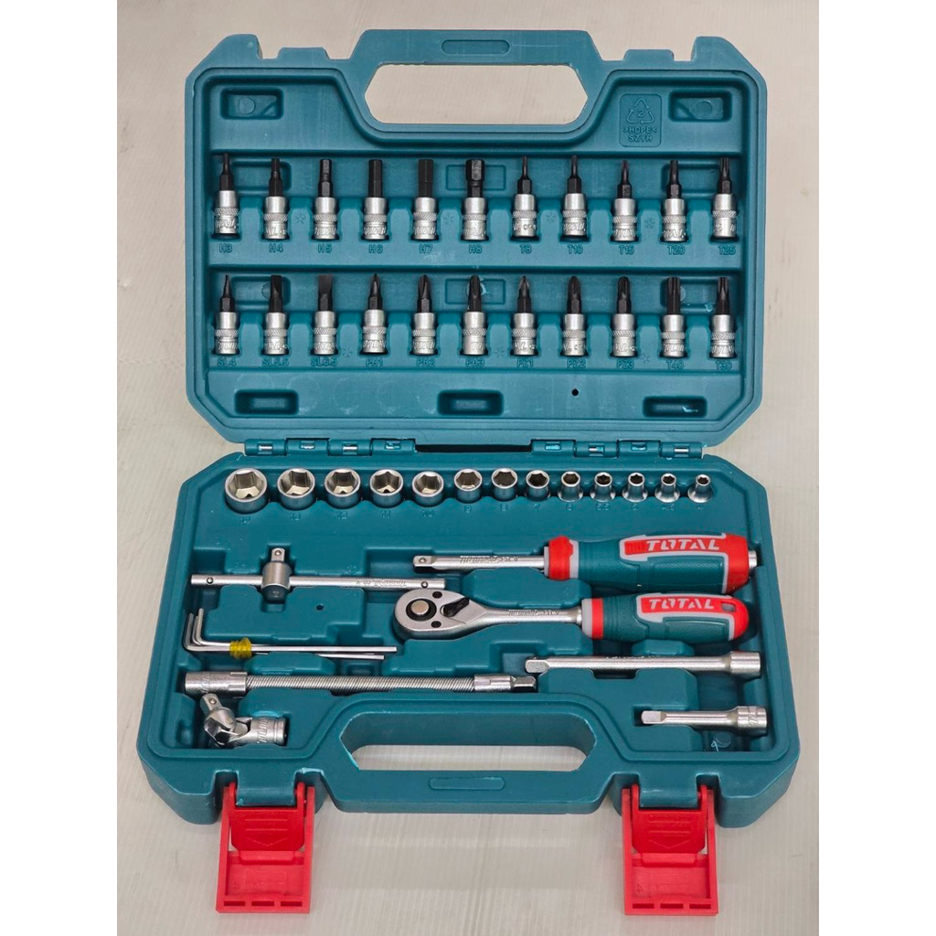 TOTAL Socket Set บ๊อกชุด 46 ชิ้น 1/4"x6P พร้อมด้ามฟรี 1/4 นิ้ว รุ่น ...