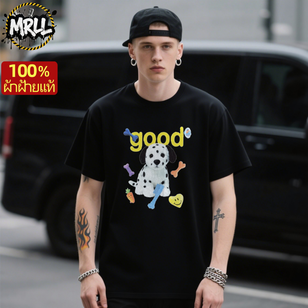 【จัดส่งจากไทย】MRLL เสื้อยืดผู้ชาย สไตล์สตรีทอเมริกัน ตุ๊กตา สุนัข สบาย ...