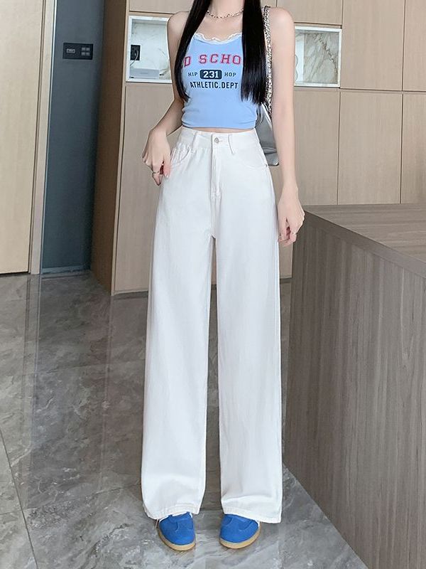 กางเกงยีนส์ กางเกงกระบอก เอวสูง งานปักลายโบว์ มีหลายสีให้เลือก#1218 - 4