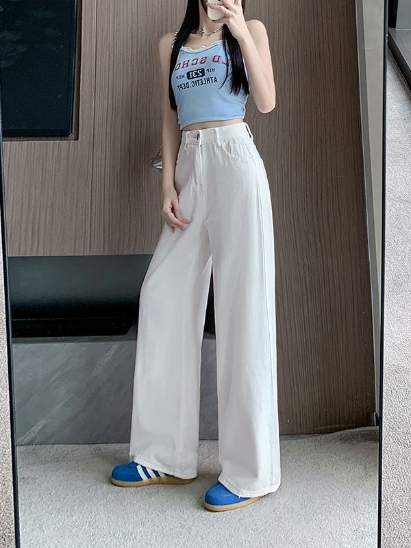 กางเกงยีนส์ กางเกงกระบอก เอวสูง งานปักลายโบว์ มีหลายสีให้เลือก#1218 - 2