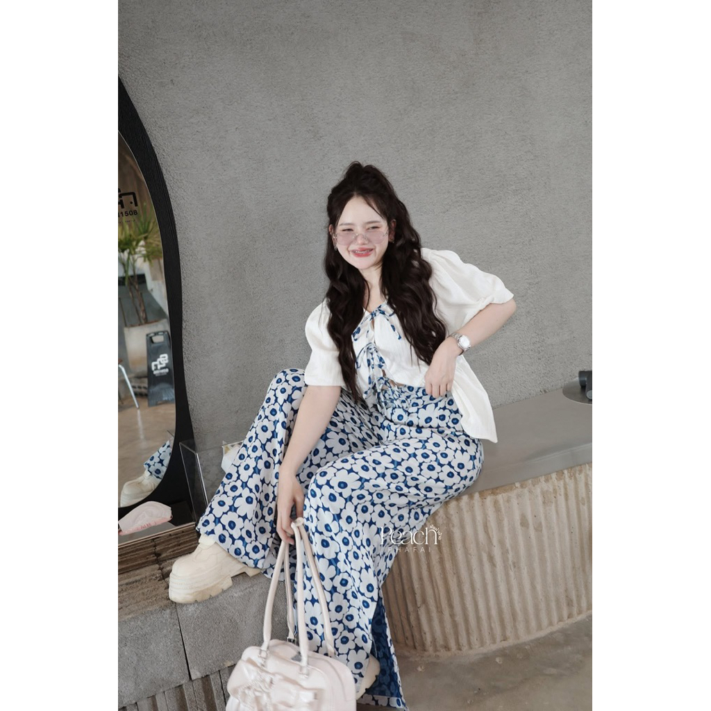 ชุดเซท Mor hom set ชุดเซทลายดอกผ้าม่อฮ่อม2 ชั้น | Shopee Thailand