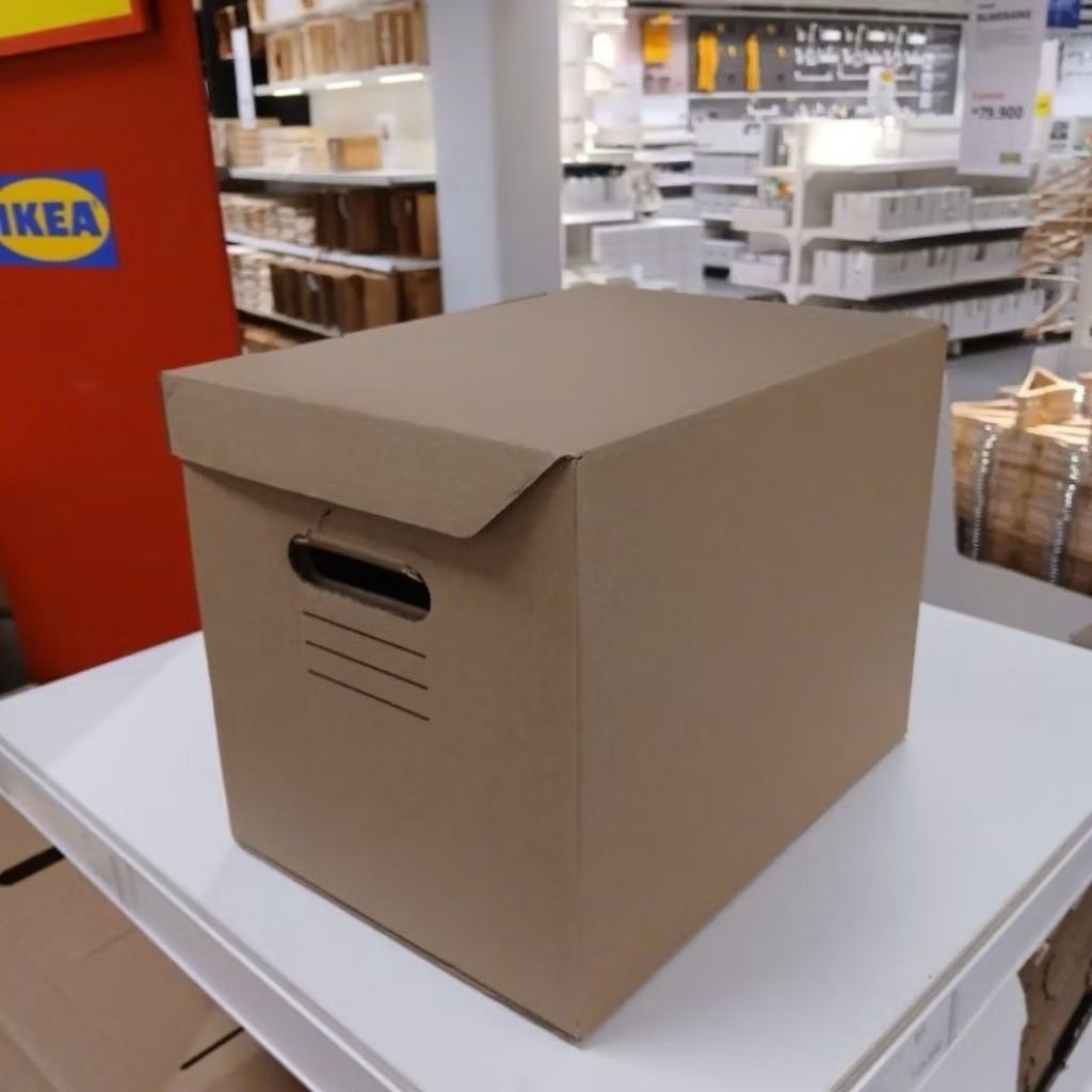 PAPPIS พัปปิส กล่องกระดาษพร้อมฝาปิด, น้ำตาล, 25x34x26 ซม. [ Ikeaแท้ ...