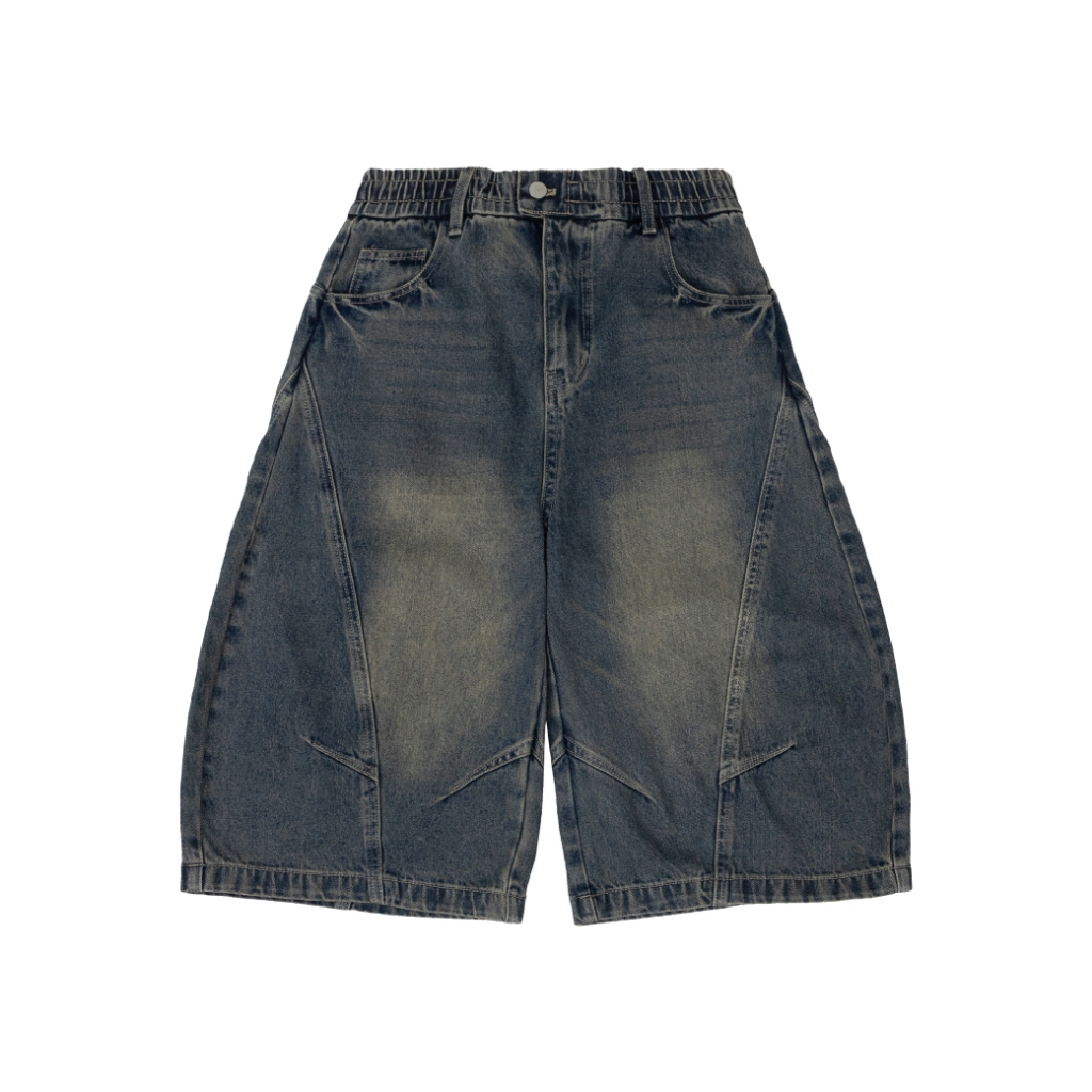 URTHE - กางเกงยีนส์ เอวยางยืด รุ่น V-CUT SHORTS