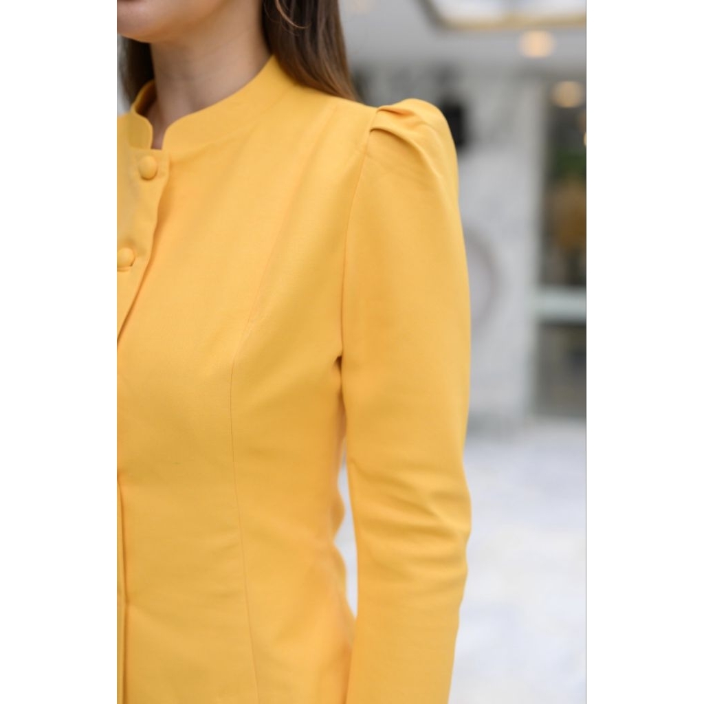 A40 ชุดไทยจิตรดาสีเหลืองมงคล ผ้าฝ้ายดักแด้ เรียบหรู ไซส์S-3XL พร้อมส่ง Pre-order มุมมองที่ 3