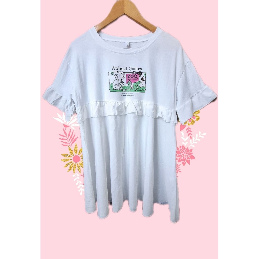 D294เดรสผ้ายืดคอกลมแต่งระบาย | Shopee Thailand