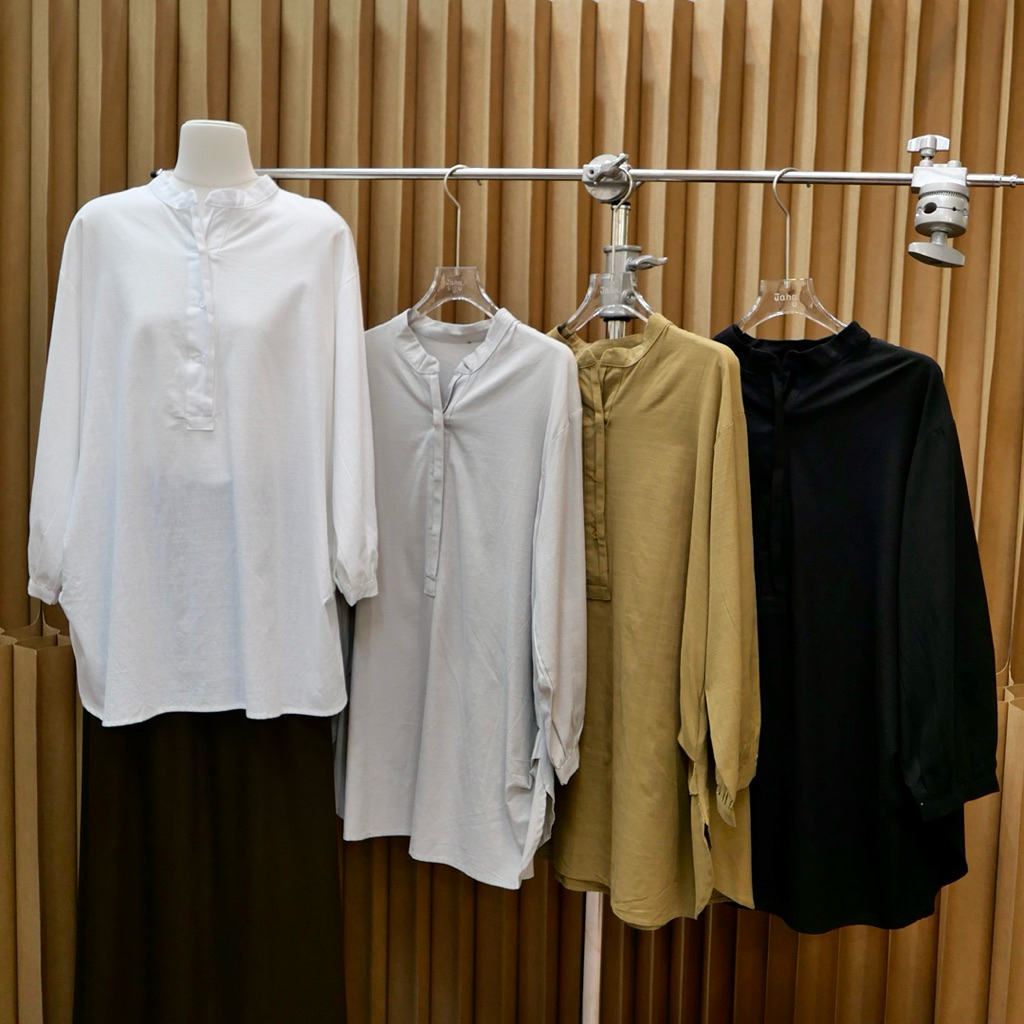NEW • LINEN BLOUSE เสื้อเชิ้ตทรงเบลาซ์ เนื้อผ้าคอตตอนผสมลินินสีพื้น ทรง ...