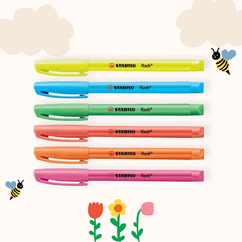 STABILO Flash in OPP Bag สตาบิโล ปากกา เน้นข้อความ ไฮไลท์ คละสี 6 ด้าม ...