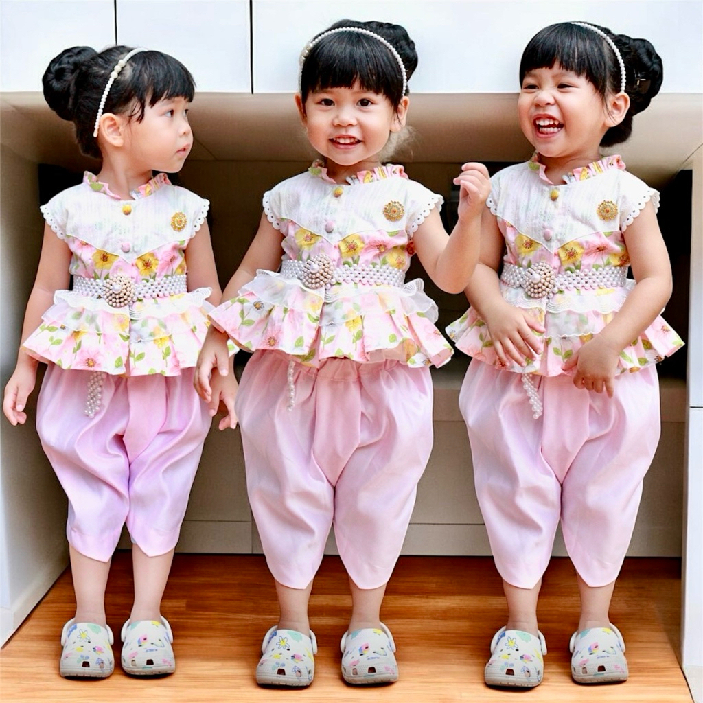💖 ชุดไทยเด็กหญิงโจงกระเบน รุ่นมะลิวัลย์ ใส่ไปโรงเรียน สบาย ไม่ร้อน ราคาถูก มีจำนวนจำกัด มุมมองที่ 5