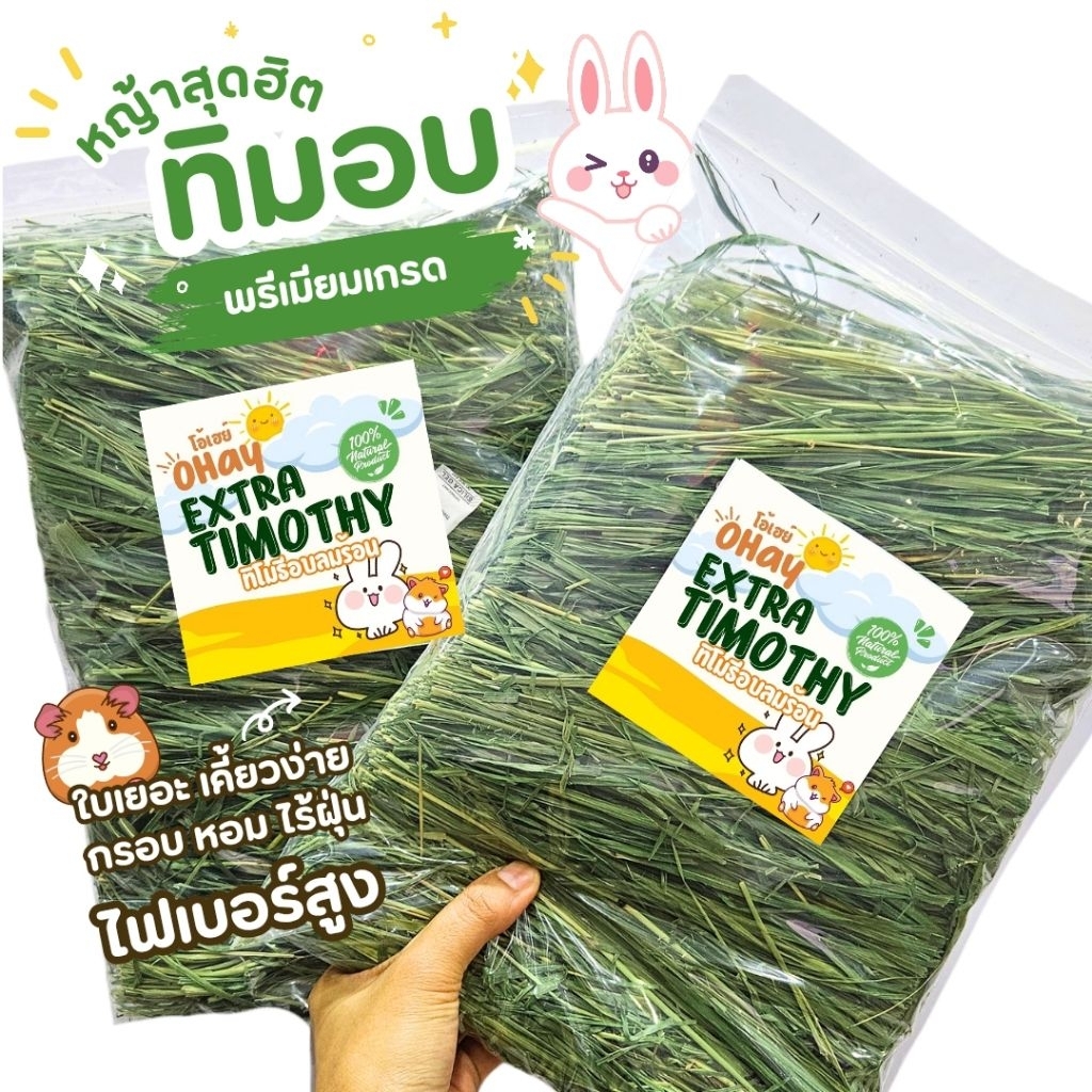 หญ้าทิมอบกรอบ Extra tim ก้านยาวใบเยอะ หญ้าทิโมธีใบล้วน 250 กรัม สำหรับ ...