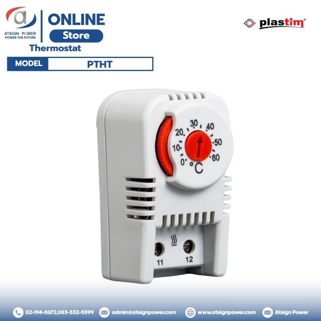 PTHT/thermostat/ DIN rail / รางปีกนก /contact NC/ PLASTIM รับประกัน 1 ...