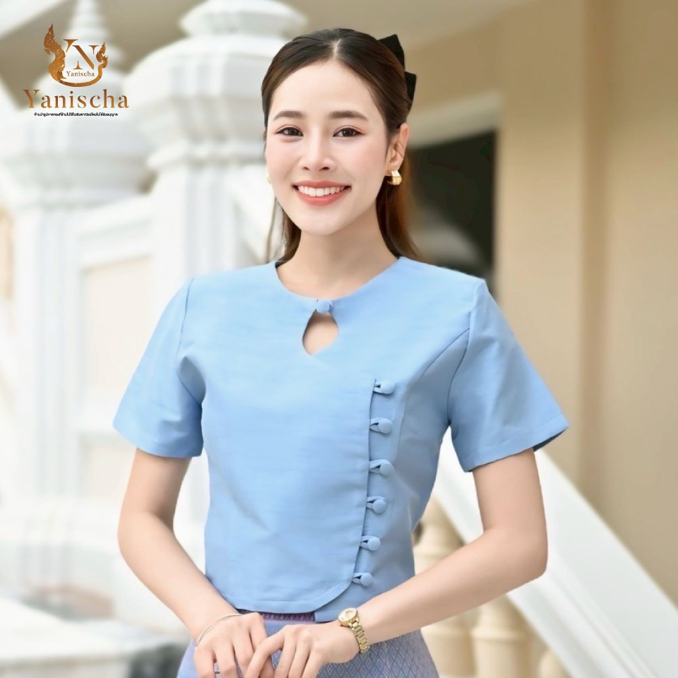 ชุดไทยผ้าไหมแท้ ญาณิศชา ใส่แล้วดูผอม ไซส์ XS-5XL พร้อมส่ง มุมมองที่ 4