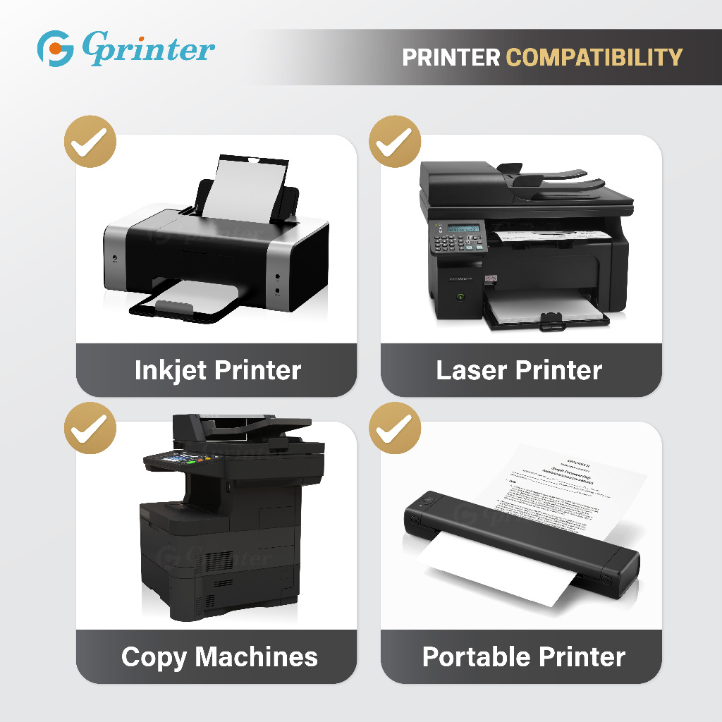 Gprinter กระดาษสติ๊กเกอร์ A4 50แผ่น Sticker สติ๊กเกอร์A4 ขาวด้าน ป้าย ...