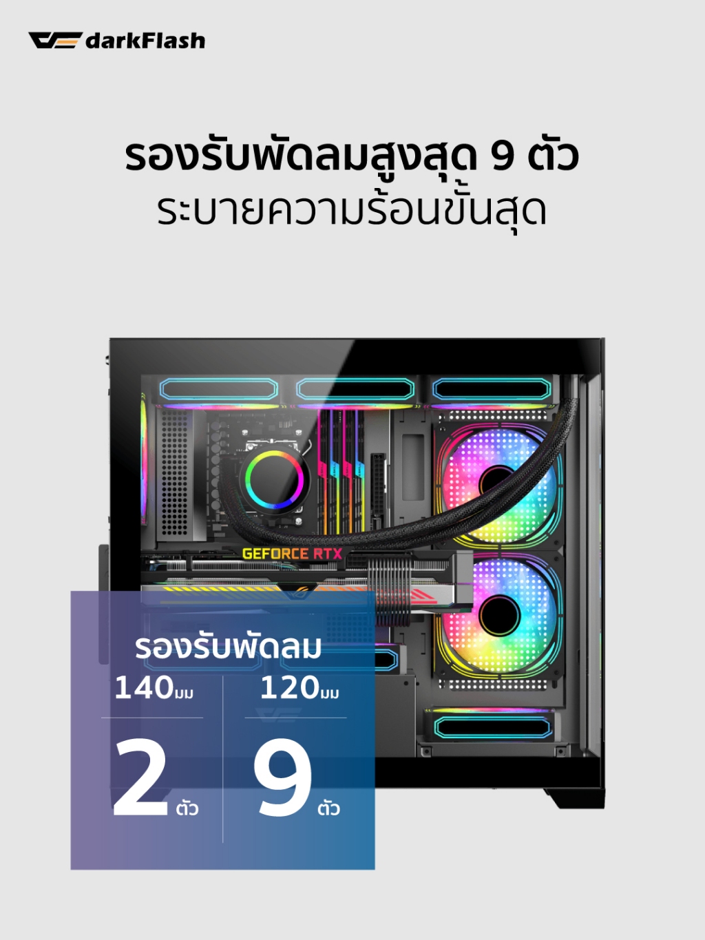 เคสคอมพิวเตอร์ DarkFlash DS900M M-ATX Panorama Tempered Glass Gaming ...