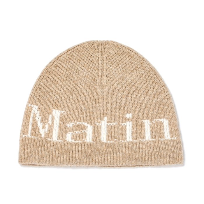 Matin Kim Logo Jacquard Short Beanie in (Black, Grey, White