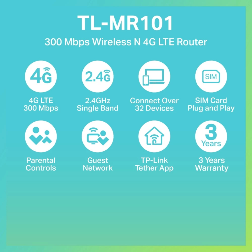 TP-Link ⚡️เร้าเตอร์ใส่ซิม 4G⚡️TL-MR101 300 Mbps Wireless N 4G LTE ...