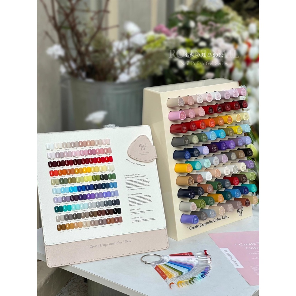 ROU NI set 80 color อุปรณ์ทำเล็บ พร้อมแท่นสี ชาร์จ | Shopee Thailand