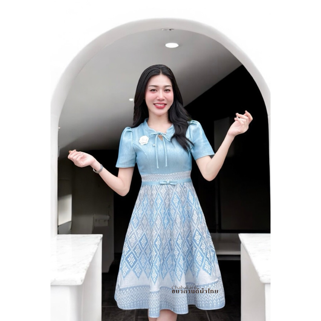 ชบากานต์ ชุดผ้าไทยผ้าทอทรงย้วย 2 สี ไซส์พอดีตัว สวยแบบสั่งตัด พร้อมส่ง มุมมองที่ 5