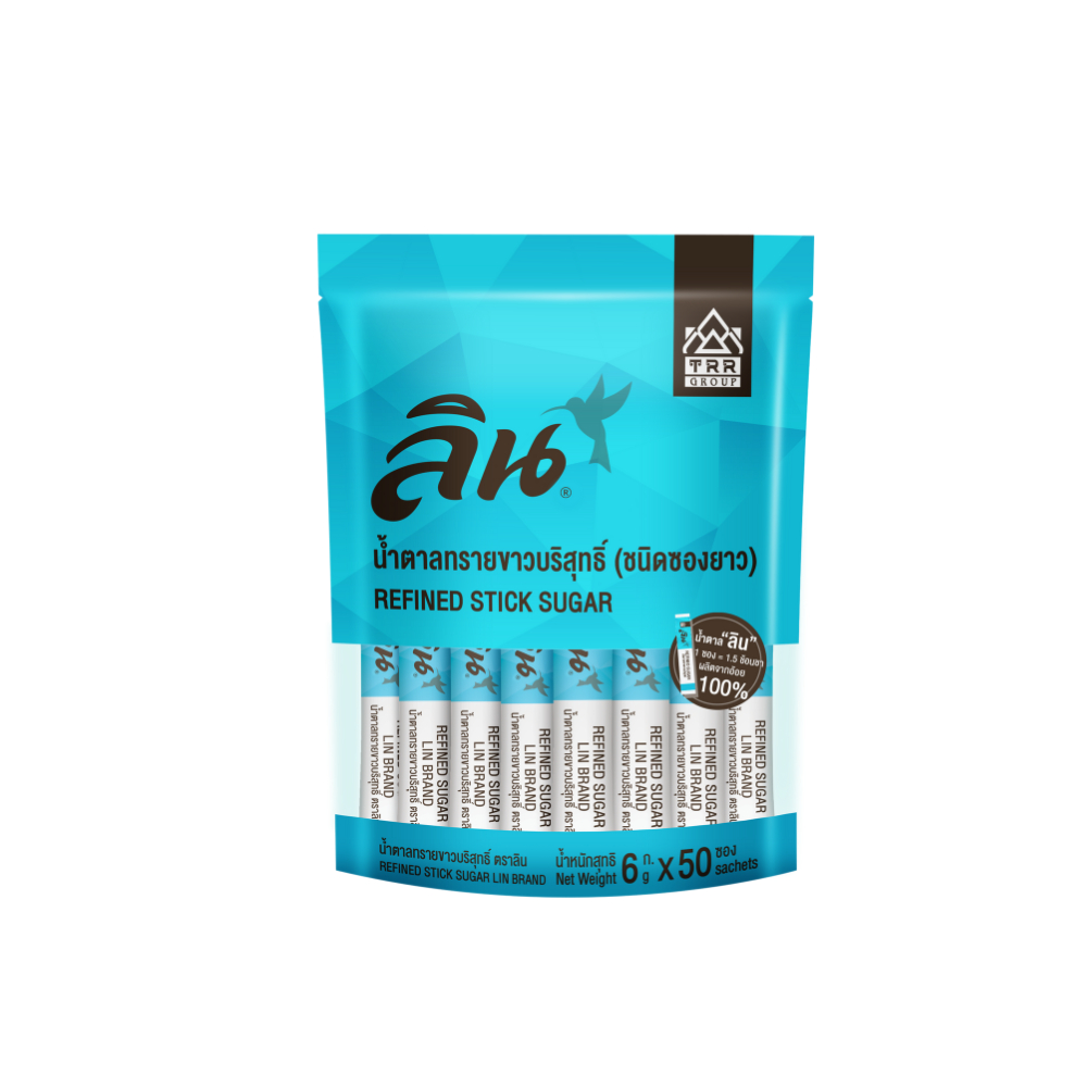 ลิน น้ำตาลทรายขาวบริสุทธิ์ (ชนิดซอง) 6 กรัม x 50 ซอง (Lin Refined Stick ...