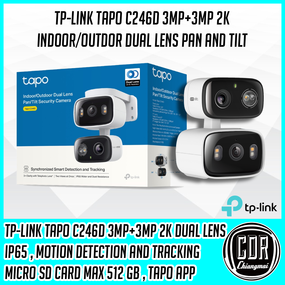 TP-LINK Tapo C246D 3MP+3MP 2K Indoor/Outdoor Dual Lens Pan/Tilt ...