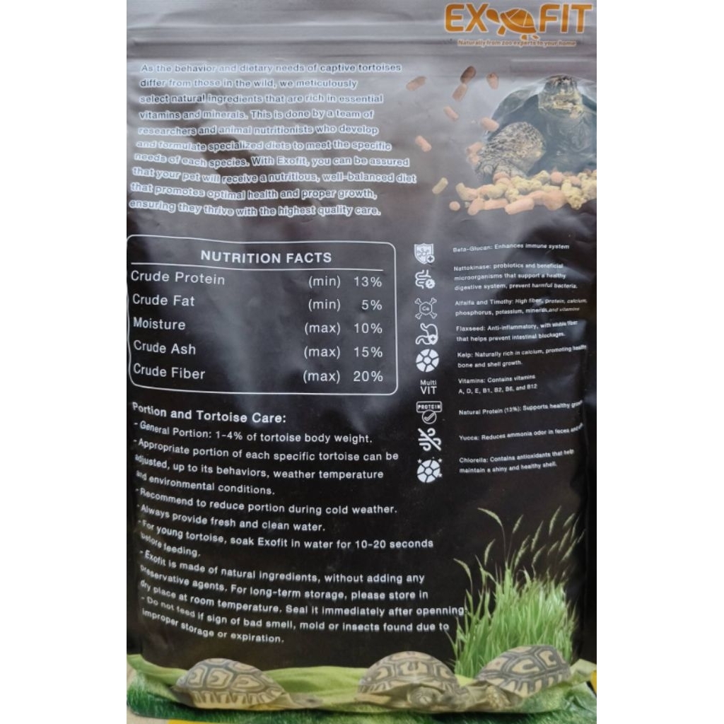 Exofit Tortoise food 1kg. อาหารเต่าบก อาหารสำหรับเต่าบกทุกสายพันธุ์ ...