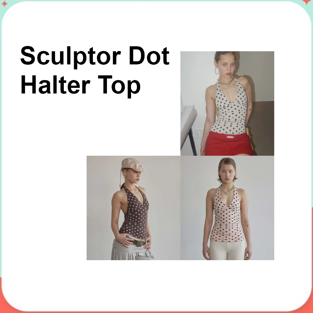 Sculptor Dot Halter Top (Pink, Brown, Raw) | Shopee Thailand