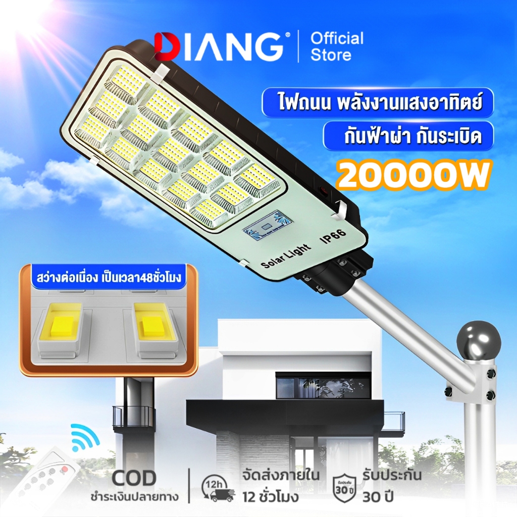 【DAING】ไฟถนนโซล่าเซลล์ โซล่าเซลล์ Solar Light 20000W ระบบเซ็นเซอร์ตรวจ ...