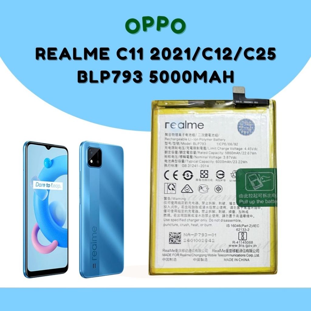 แบตเตอรี่ Realme C12 (RMX2189) C15 (RMX2180) C11 2021 BLP793 6000mAh ...
