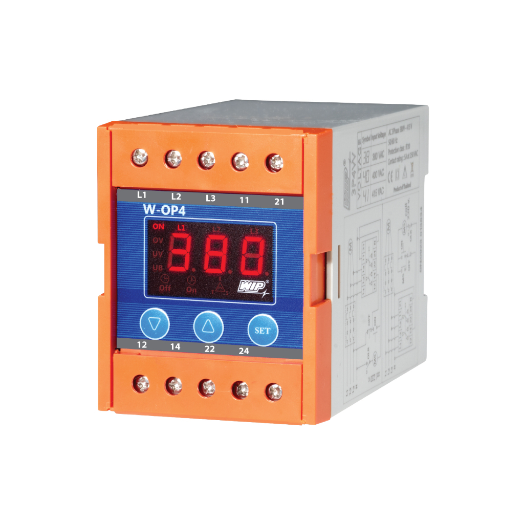 WIP รีเลย์ป้องกันไฟตก W-OP4 3P 3W AC220V AC380V Protection Relay ...