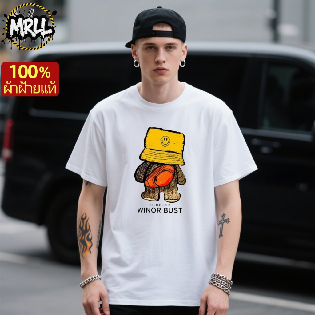 【จัดส่งจากไทย】MRLL เสื้อผู้ชาย Cotton Street Style ลาย Little Monster ...