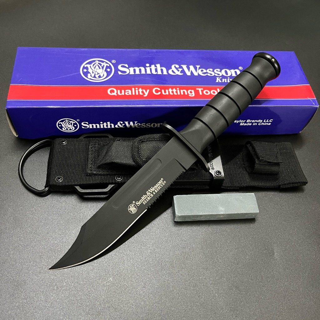 มีดเดินป่า Smith&Wesson รุ่น SWBA CKSUR 4 ใบรมดำทรง BOWIE ( ขนาด 30 ...
