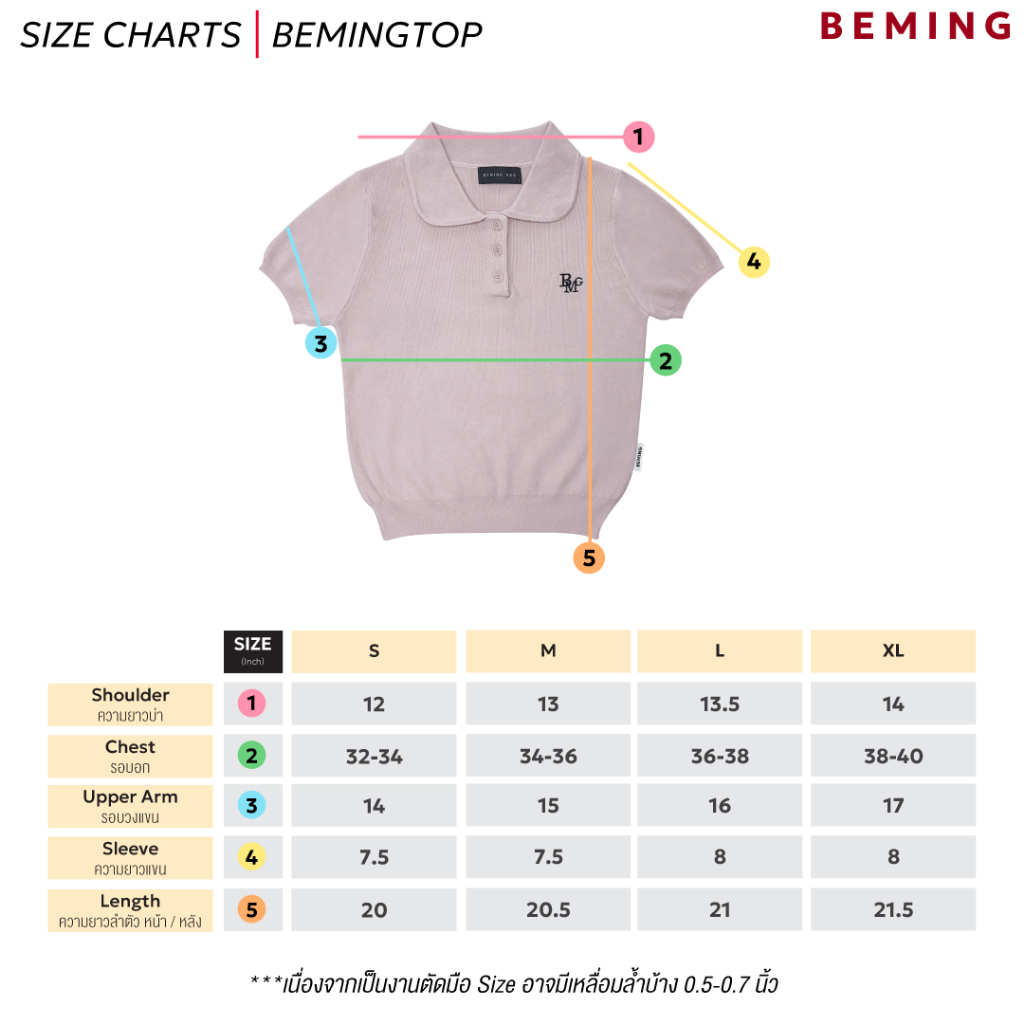 Bemingtop985 (S-XL)-Emma Polo Knit – เสื้อโปโลไหมพรมแขนสั้นคอบัว ...