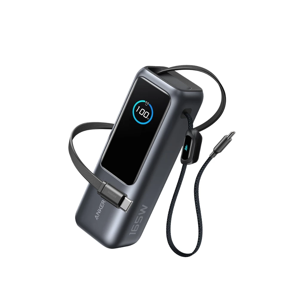 Anker Laptop Power Bank CCC 25000mAh 165W แบตสำรอง ชาร์จเร็ว USB-C 3 ช่อง สายชาร์จในตัวพับเก็บได