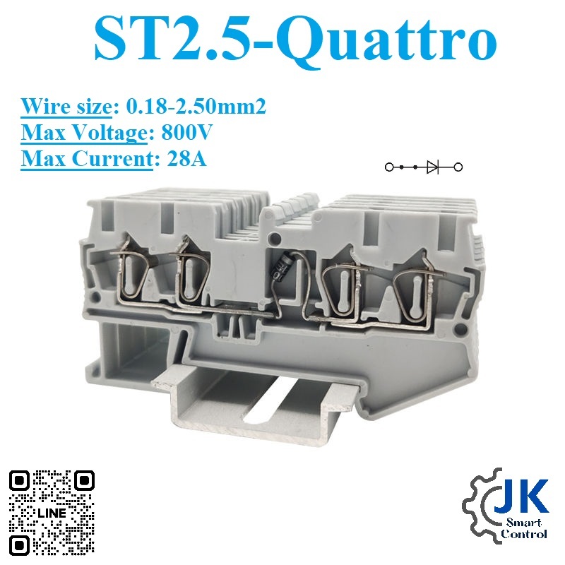 ST2.5-Quattro, 4-Way Conductor Spring Type Terminal Block: เทอร์มินอล ...
