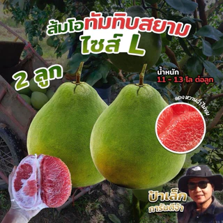 ส้มโอทับทิมสยามปากพนัง ไซส์ L  2ลูก  น้ำหนัก 1.1- 1.3 กก./ต่อลูก จากสวนป้าเล็กขี้ลืม photo