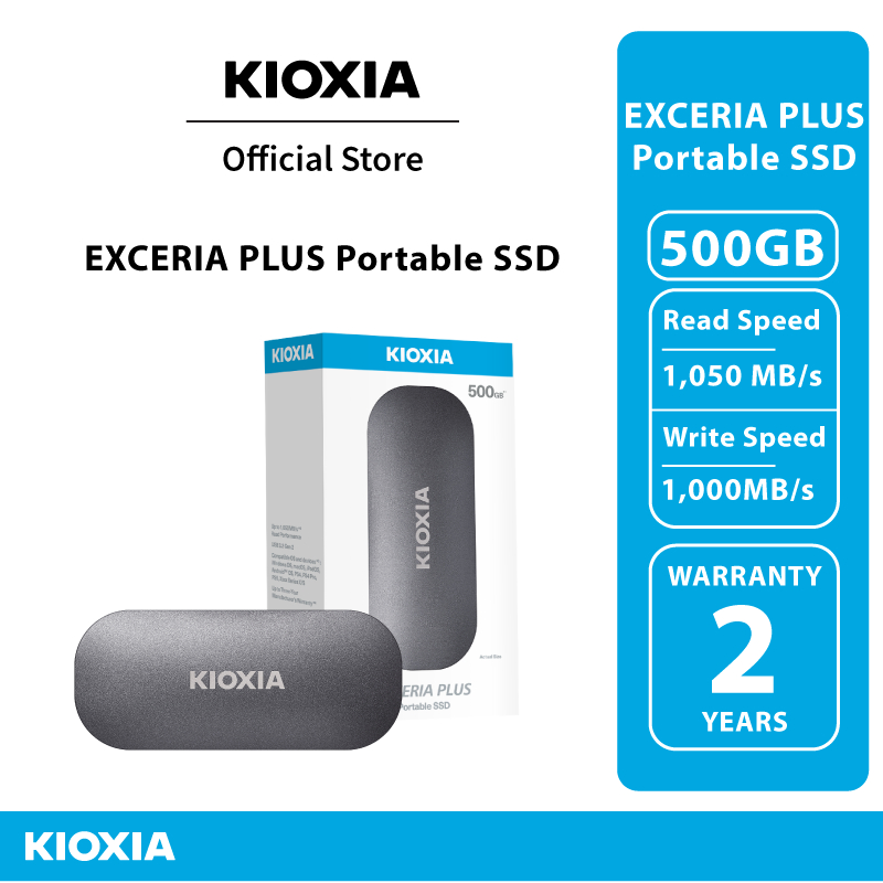 KIOXIA EXCERIA SSD 500GB PLUS Portable R1050 W1000 แบบพกพา ความ