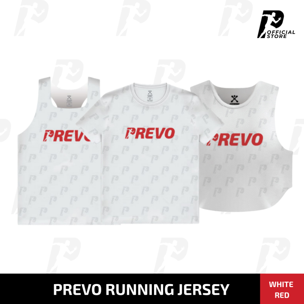 PREVO Running jersey - เสื้อวิ่งออกกำลังกาย (Extragon) ขาวแดง เนื้อผ้า ...